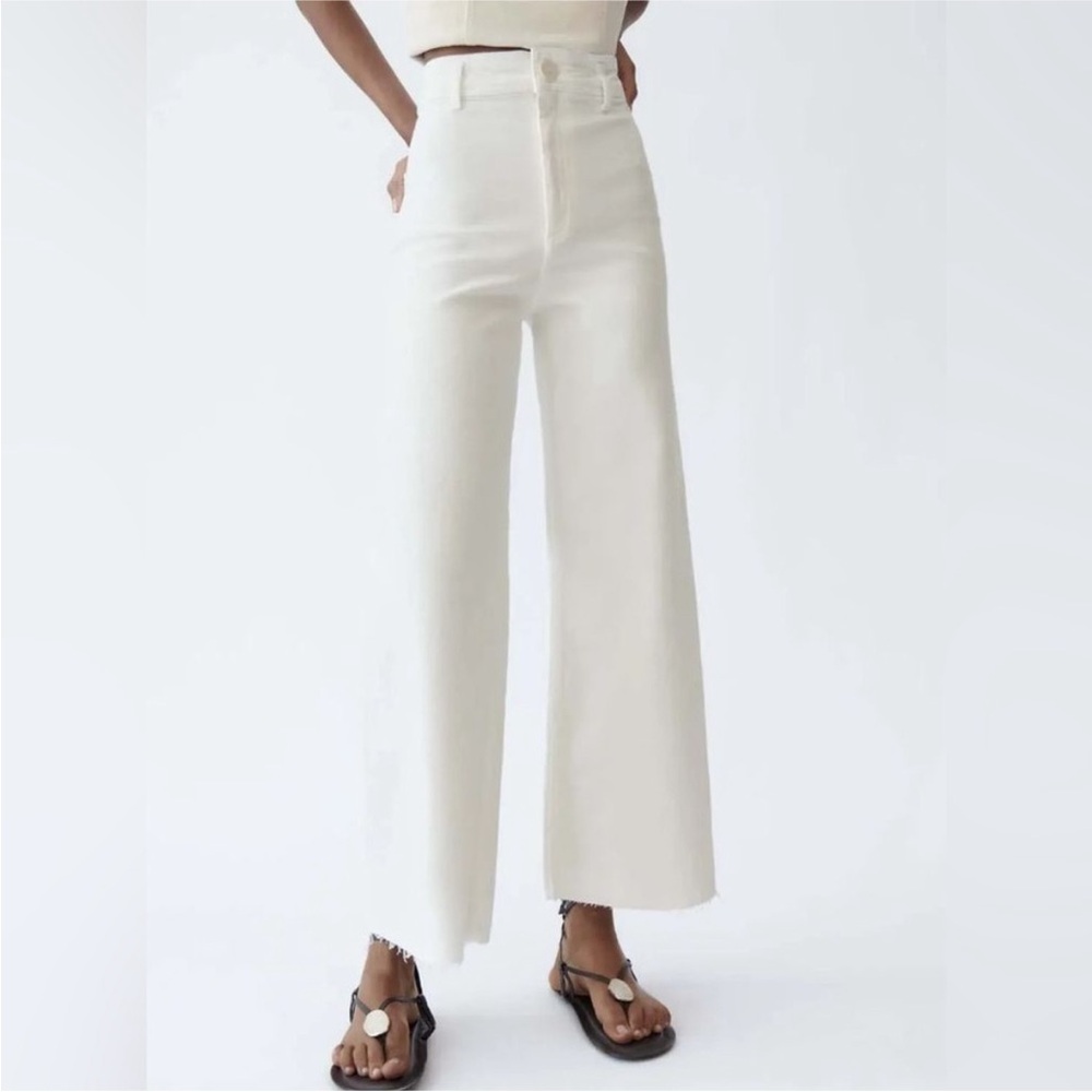 Zara White Marine Straight-Leg Jeans